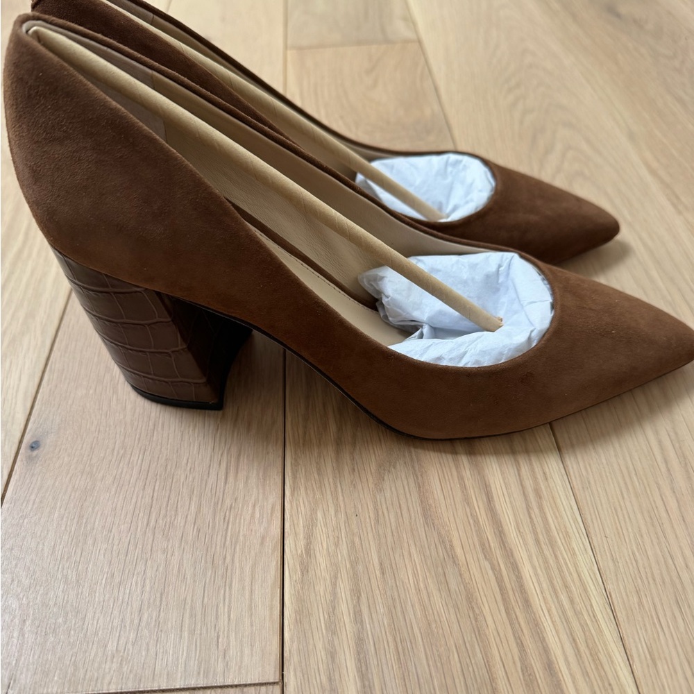 J. McLaughlin Brown Beatrice Suede Pointy Toe Heel Pumps